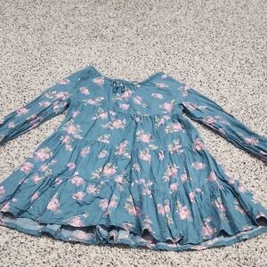 Toddler Girls Blue Floral Long Sleeve Dress